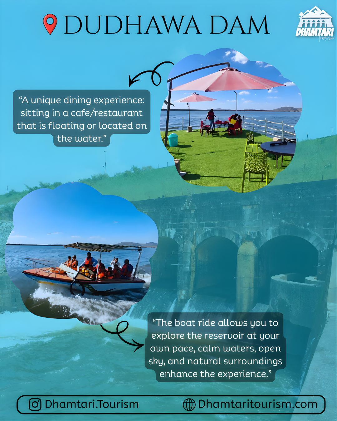 Water sports and floating cafe ,Dudhawa dam in Dhamtari